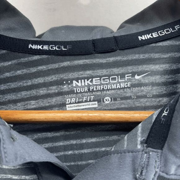 Nike Golf Tour Performance Dri-Fit Polo Shirt Mens Size XL Dri Fit Gray Striped - Picture 4 of 5